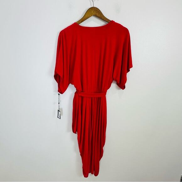 Tommy Hilfiger Red Matte Jersey Pleated Midi Dress Size 2 - Picture 8 of 11